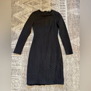 bebe Geometric Black Long Sleeve Dress